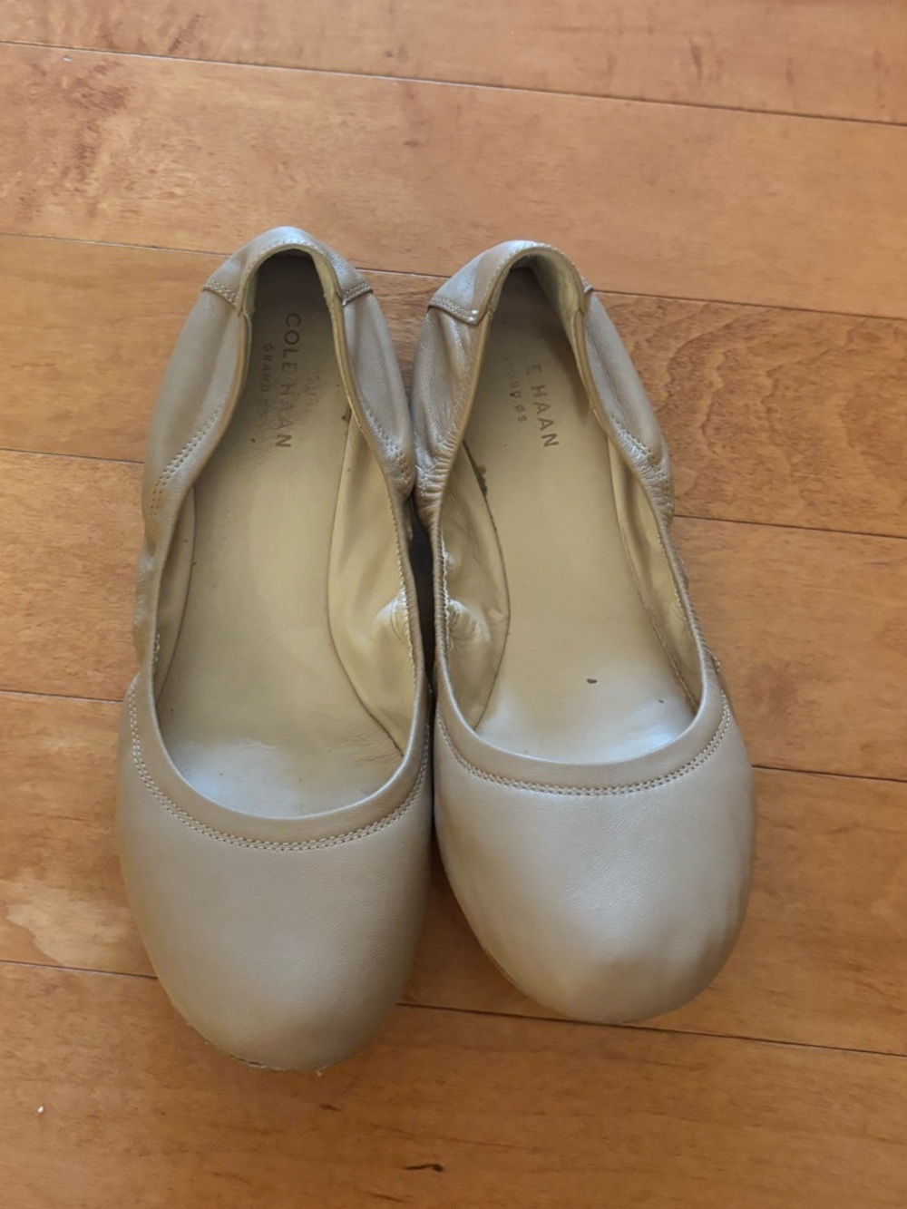 Cole Haan Taupe Leather Ballet Flats